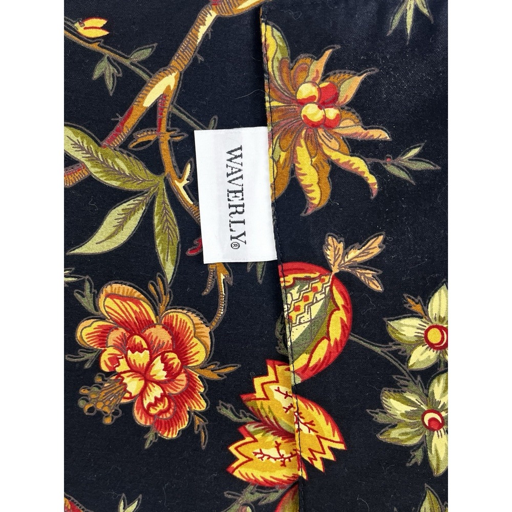 Waverly Felicite Noir Fabric Placemats SET OF 4 Black Floral Jacobean Yellow Red - Picture 5 of 8